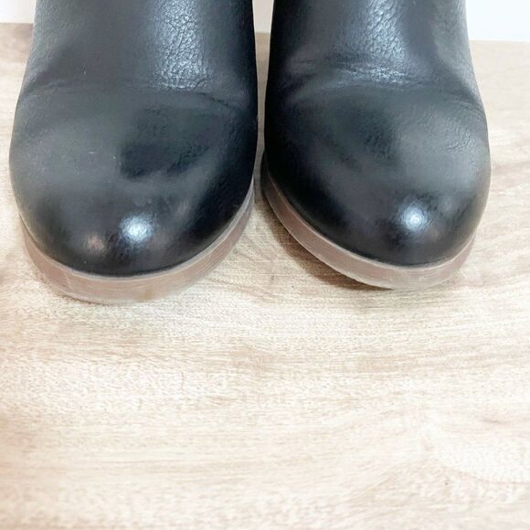 Call It Spring Black Vegan Faux Leather Block Heel Snake Embossing Zip Boots 6 - Picture 7 of 12